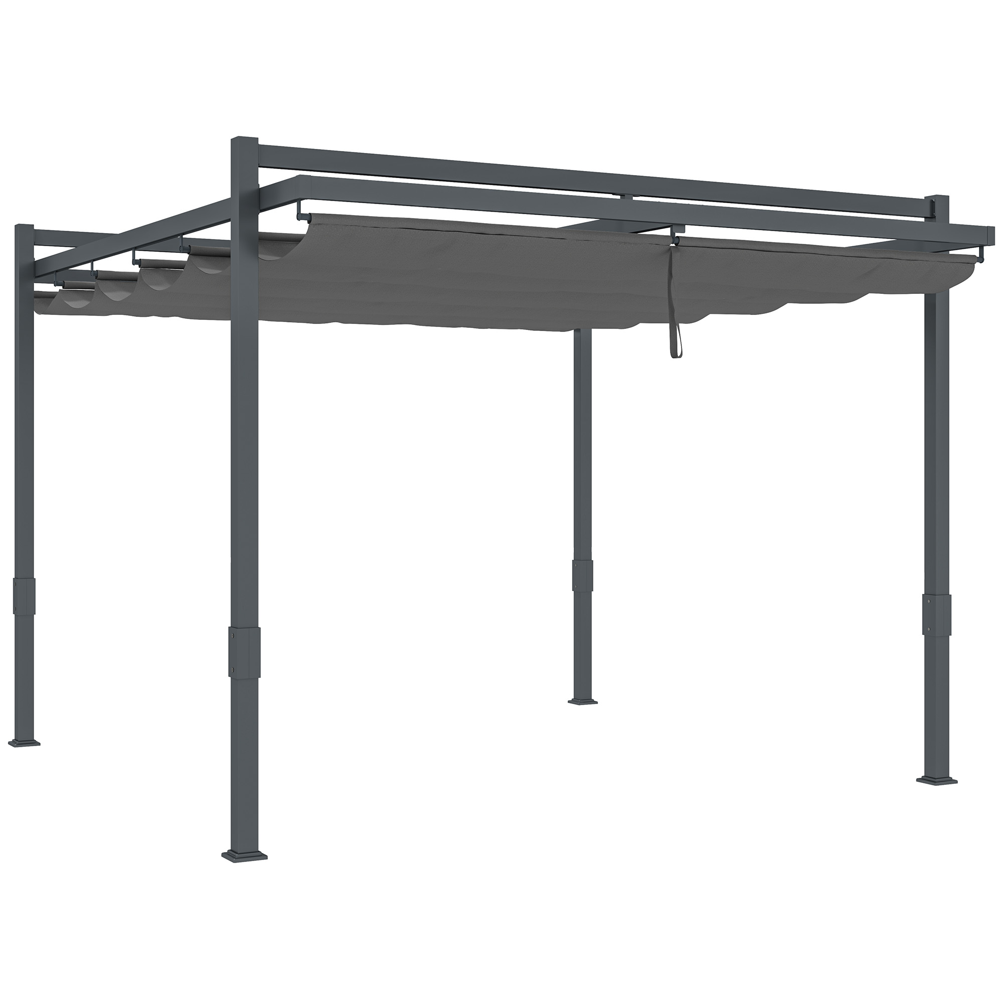 Pergola met Schuifdak ca. 3,5x3m Aluminium Duurzaam Winterbestendige Zonwering Grijs
