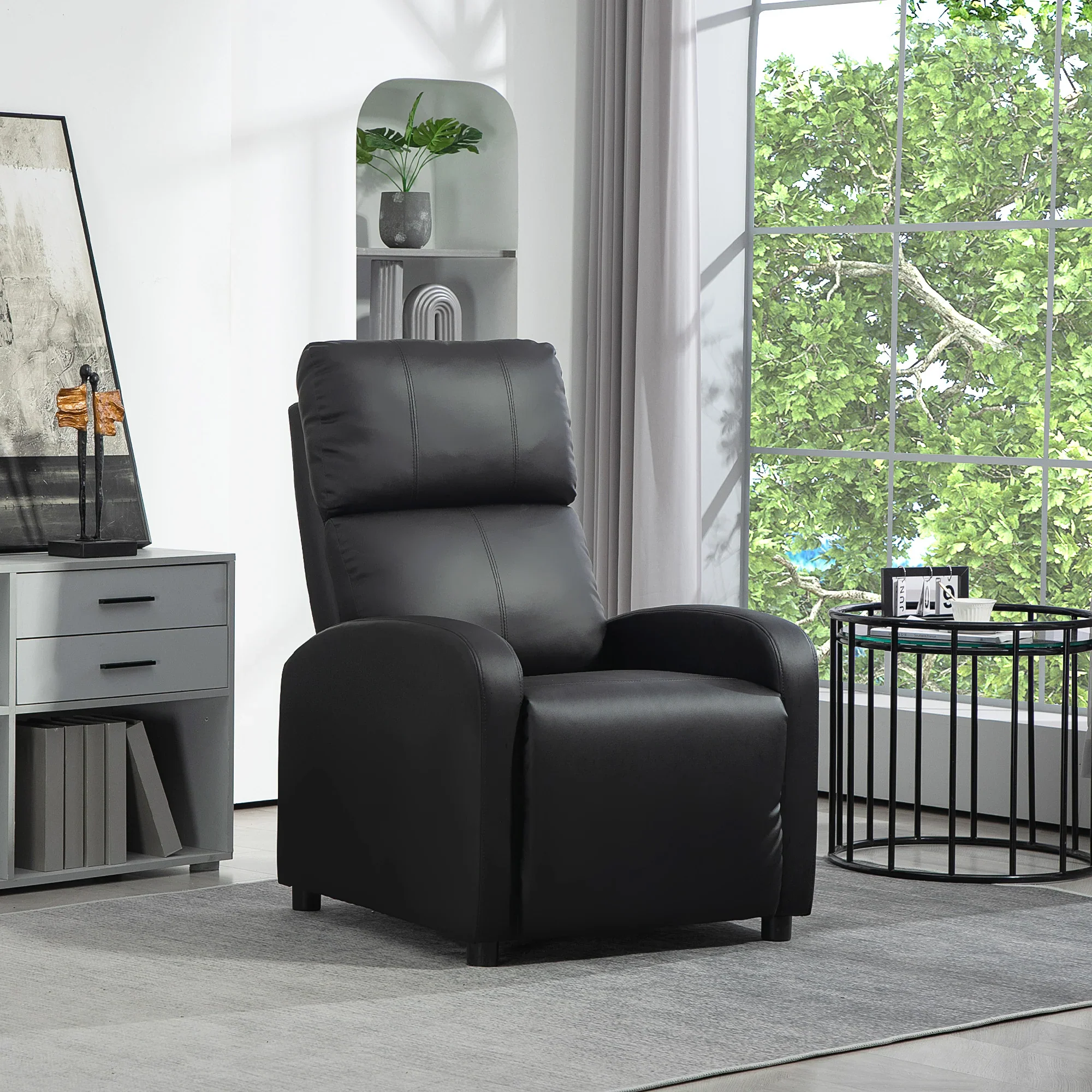 HOMCOM Relaxfauteuil, tv-stoel met ligfunctie, dik gestoffeerd