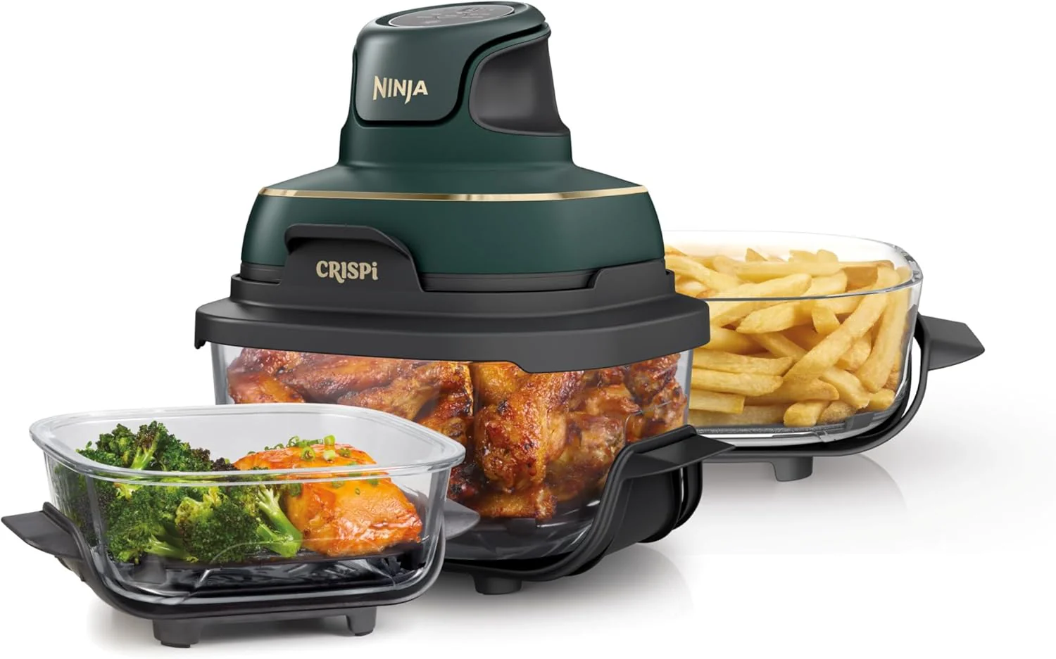 Ninja Crispi 4-in-1 Portable Glass Air Fryer Cooking System. 1500W. 4QT & Glass Food Storage Container