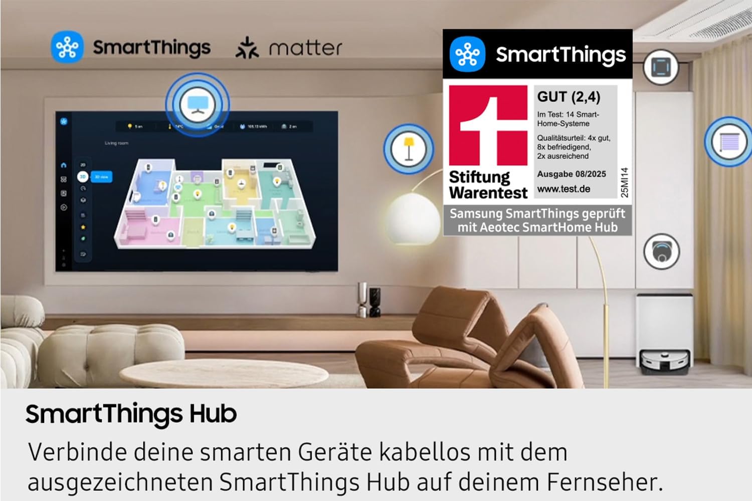 QLED 4K Q6FA 75 Zoll (189 cm) UHD Fernseher, 100% Farbvolumen für satte Farben, Quantum HDR, 4K Upscaling, Knox Security, Kostenlos 900 Sender TV Plus, AI Smart TV