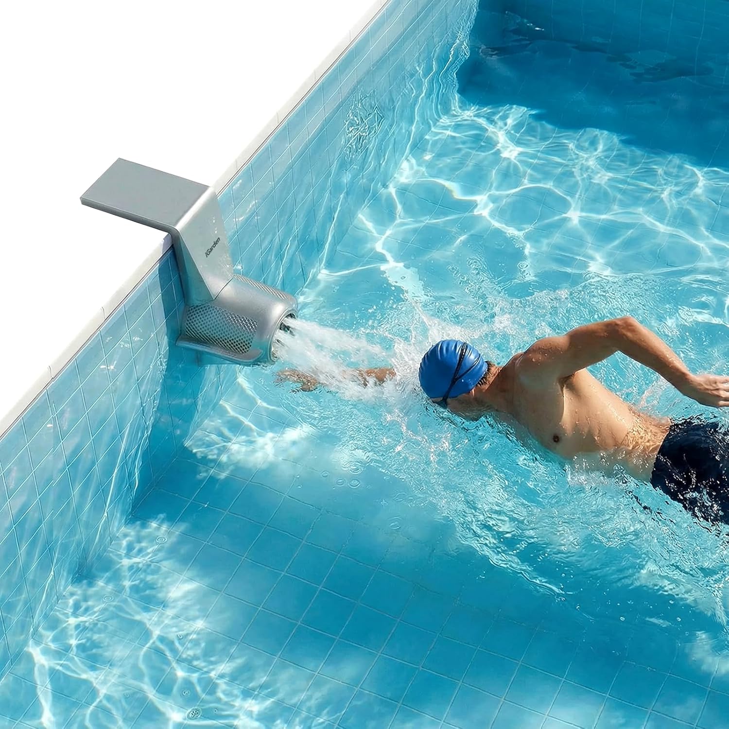 iGarden Swim Jet P-Serie, 450 GPM Wechselrichter, Gegenstrom-Schwimmsystem mit 5 Wellenmodi, Schwimmstrahlmaschine für eingegrabene Pools, Training oder Spaß, Voll-Touchscreen, App-Steuerung