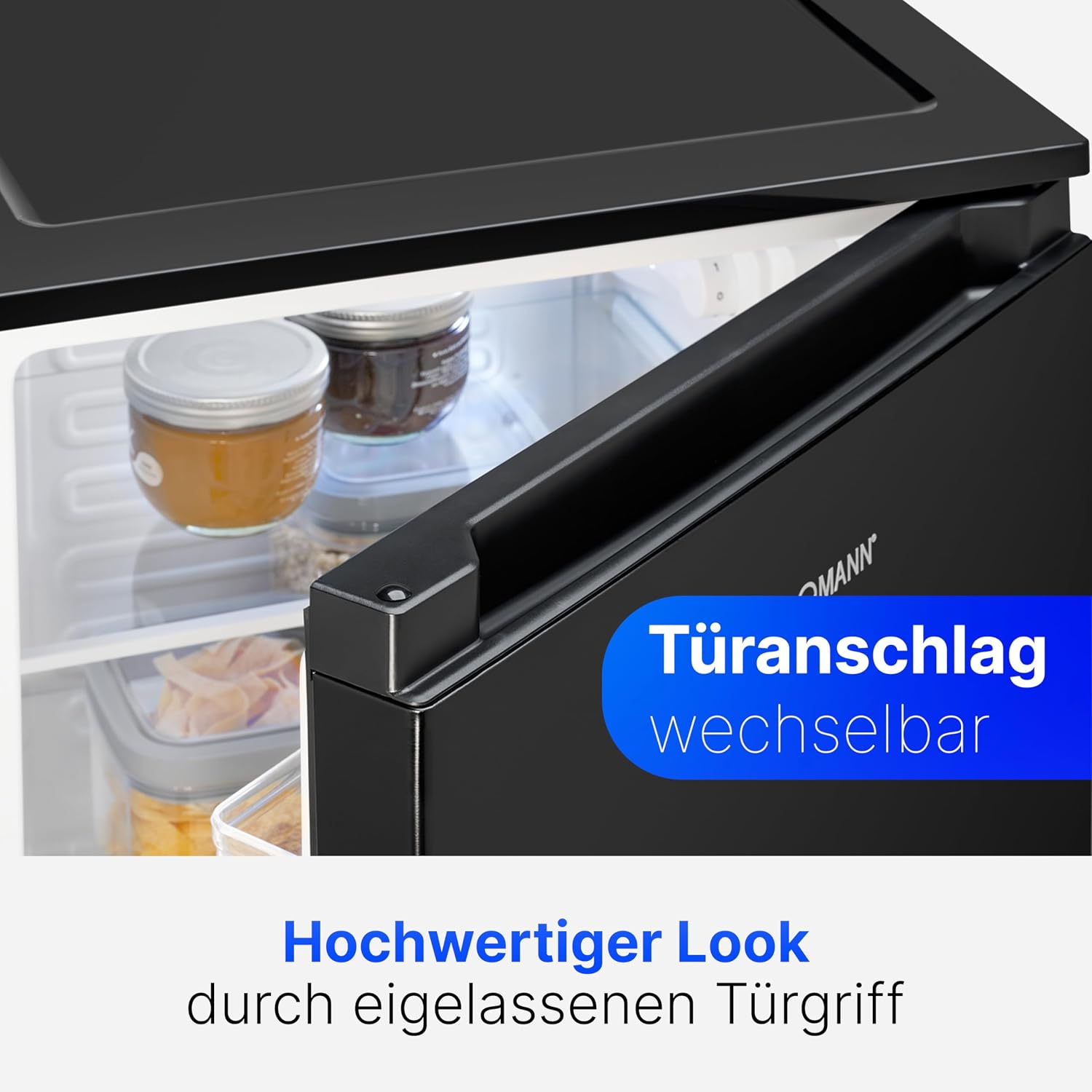 Bomann® Kühlschrank ohne Gefrierfach | 87L | energieeffizient, leise & kompakt | 0°C-8°C, stufenlos regelbar | 3 Ablagen & Gemüsefach | Türanschlag wechselbar | Standardkühlschrank | VS 7255 schwarz
