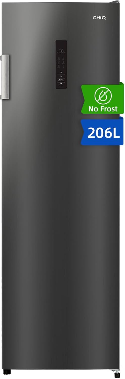 CHiQ Congélateur Armoire 206L No Frost Inverter Noir (CSD206NEID) | Multi Air Flow, Ultra-Bas -32°C, Silencieux 39dB, Réfrigérateur Congélateur Commutable, Hauteur 1705mm