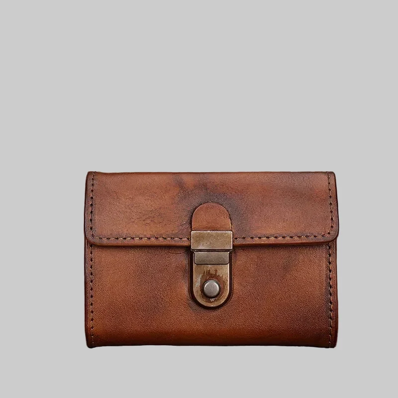 Small Leather Lockable Multi Slot Card Holder Wallet