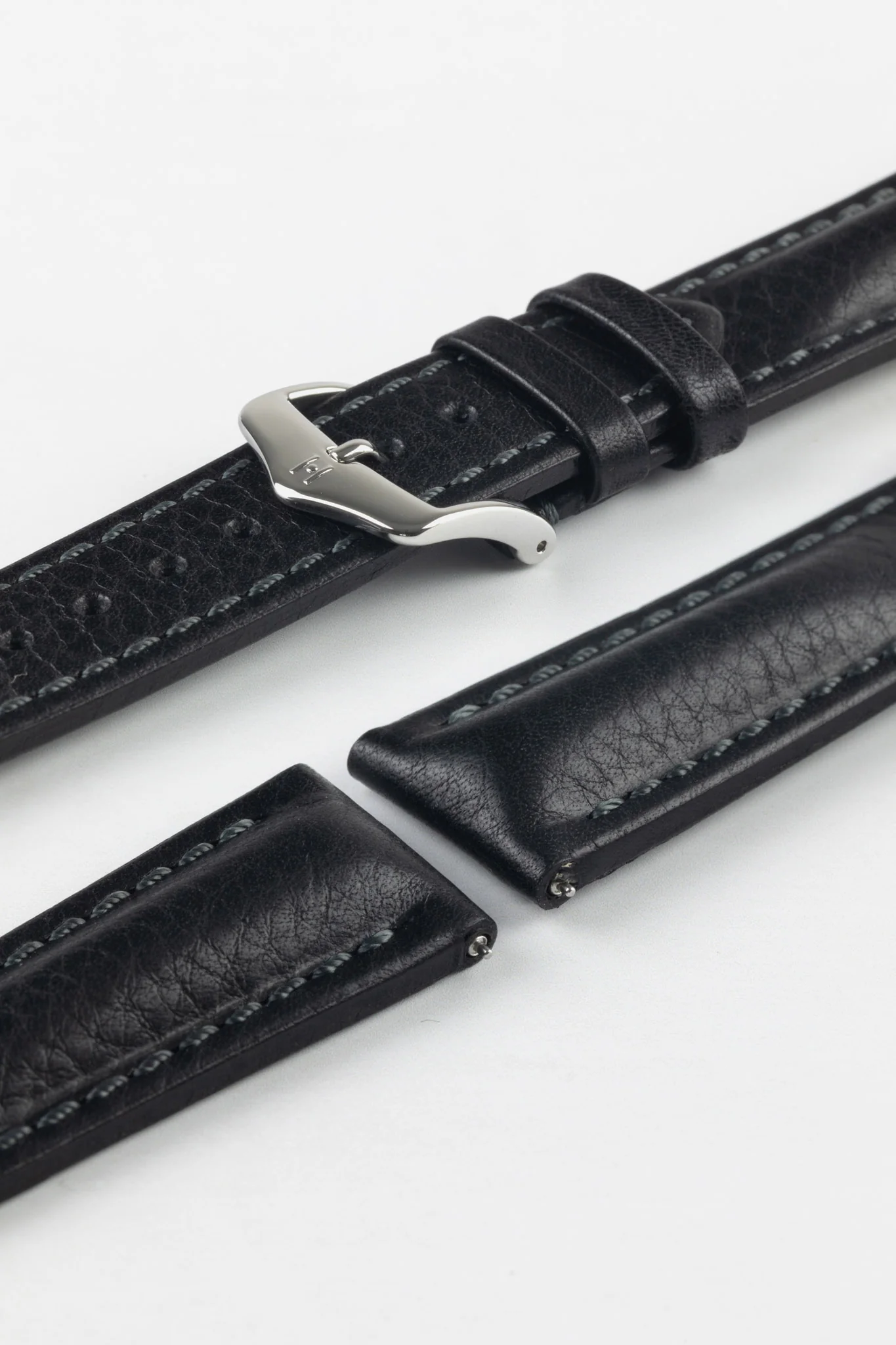 Hirsch LUCCA Tuscan Leather Watch Strap in BLACK
