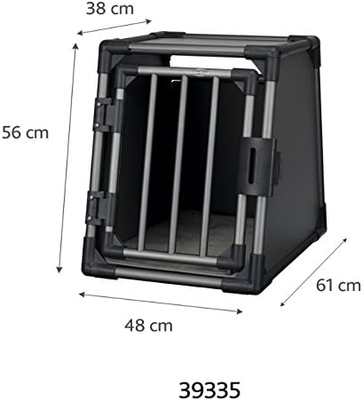 TRIXIE Hunde-Transportbox, Aluminium, L: 92 x 64 x 78 cm, grafit, rutschfste Liegematte, Klettleiste am Boden, Sicherheitsverschluss, stabil und geruscharm, hochgeschlossene Wnde - 39338