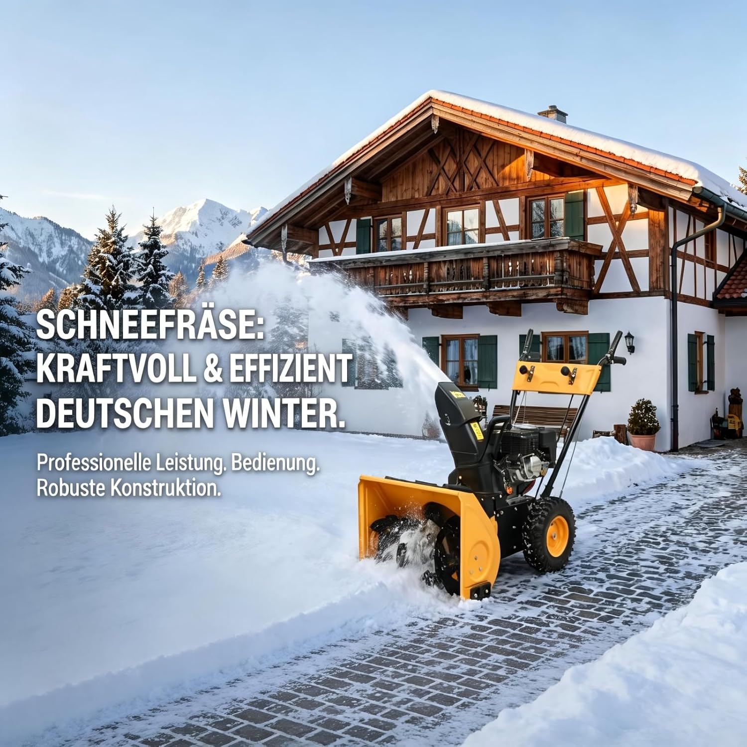 ACAGALA 4-in-1 Schneefräse & Kehrmaschine (6,5PS, 196ccm) | 560mm Räumbreite, 11m Wurfweite | 5 Vorwärts/2 Rückwärtsgänge | Stahlschnecke