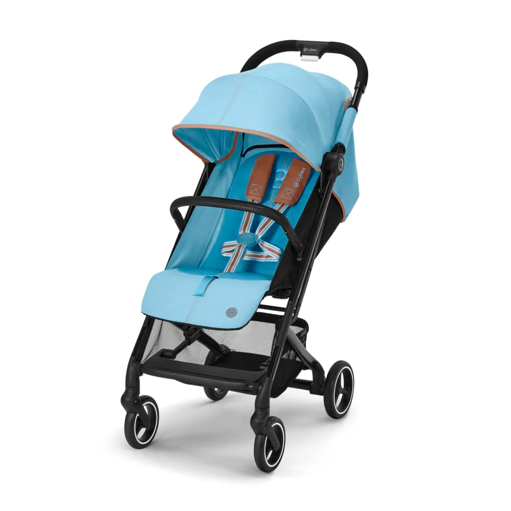Cybex Gold Kinderwagen Beezy mit One-Pull Harness, Ab Geburt bis ca. 4 Jahre (max. 22 kg), Kompakt und ergonomisch, Almond Beige (Beige mit schwarzem Rahmen)
