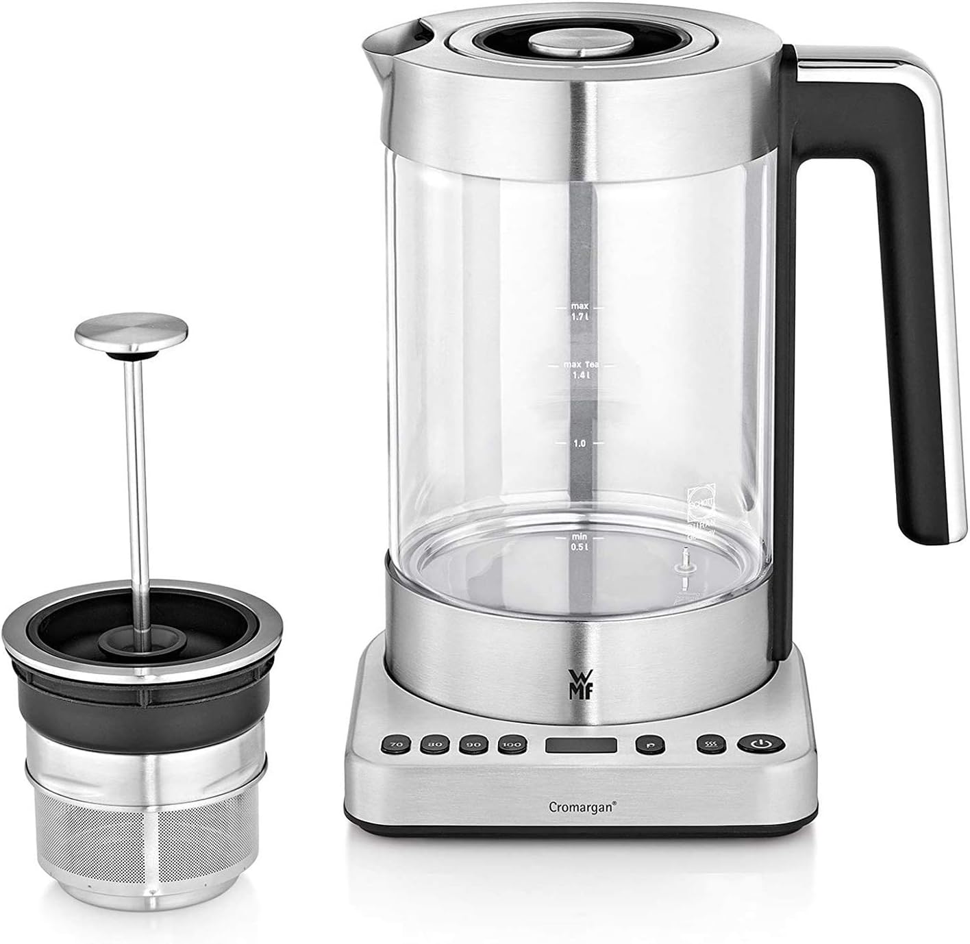 WMF Lono Toaster Glas mit Brtchenaufsatz, 2 Scheiben, XXL, motorisierte Toastaufnahme, Aufwrm-Funktion, 7 Brunungsstufen, Toaster edelstahl matt