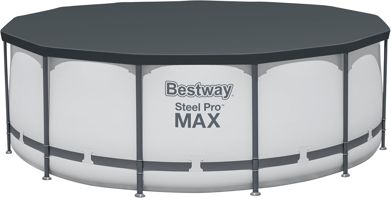Bestway® Steel Pro MAX™ Aufstellpool Komplett-Set mit Filterpumpe Ø 396 x 122 cm, lichtgrau, rund