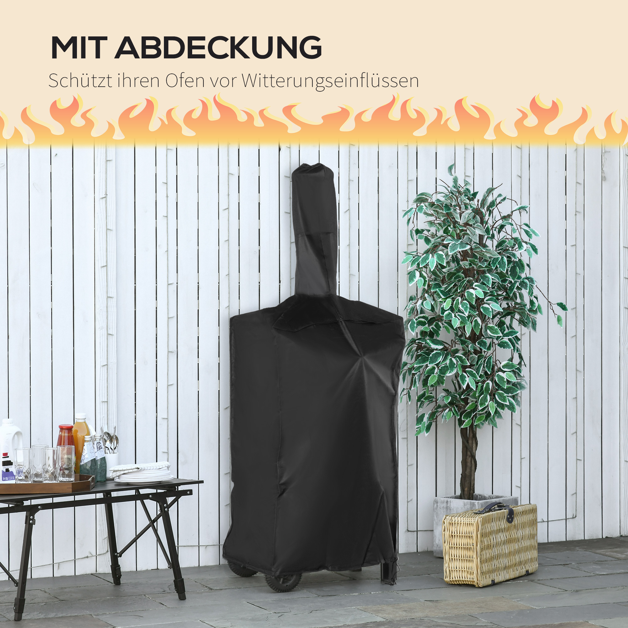 pizzaoven BBQ 3 niveaus zwart + zilver 63 x 54 x 161 cm