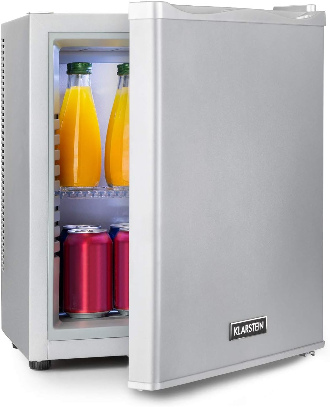 KLARSTEIN Petit Frigo de Chambre de 23L pour Snacks et Boissons, Frigo Top Silencieux, Mini Bar, Réfrigérateur Camping, Frigo Cosmetique, Refrigerateur avec Étagères Réglables, 5-15°C