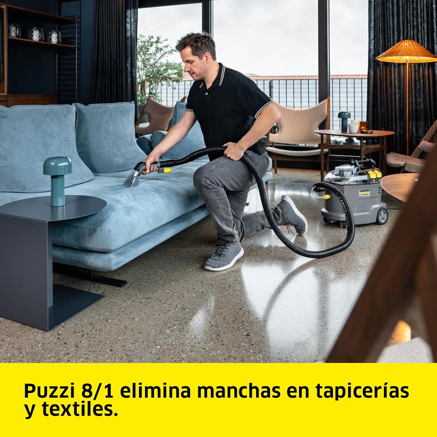 Kärcher Lava-aspiradora Puzzi 8/1, para tapicerías y superficies textiles, depósito: 8 l, caudal de pulverización: 1 l/min, superficie: 12-18 m²/h, peso: 8,6 kg, boquilla para tapicerías