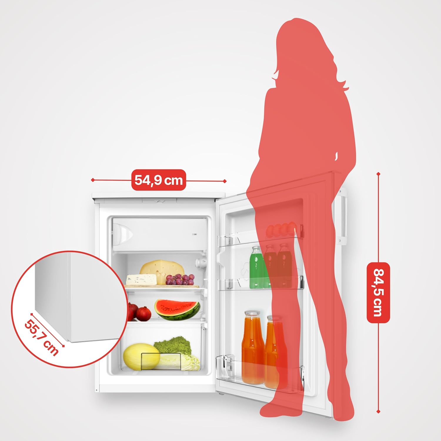 Amica KS 361 300 W Kühlschrank mit Gefrierfach/EEK: C / 107 L Nutzinhalt / 85cm hoch/weiß