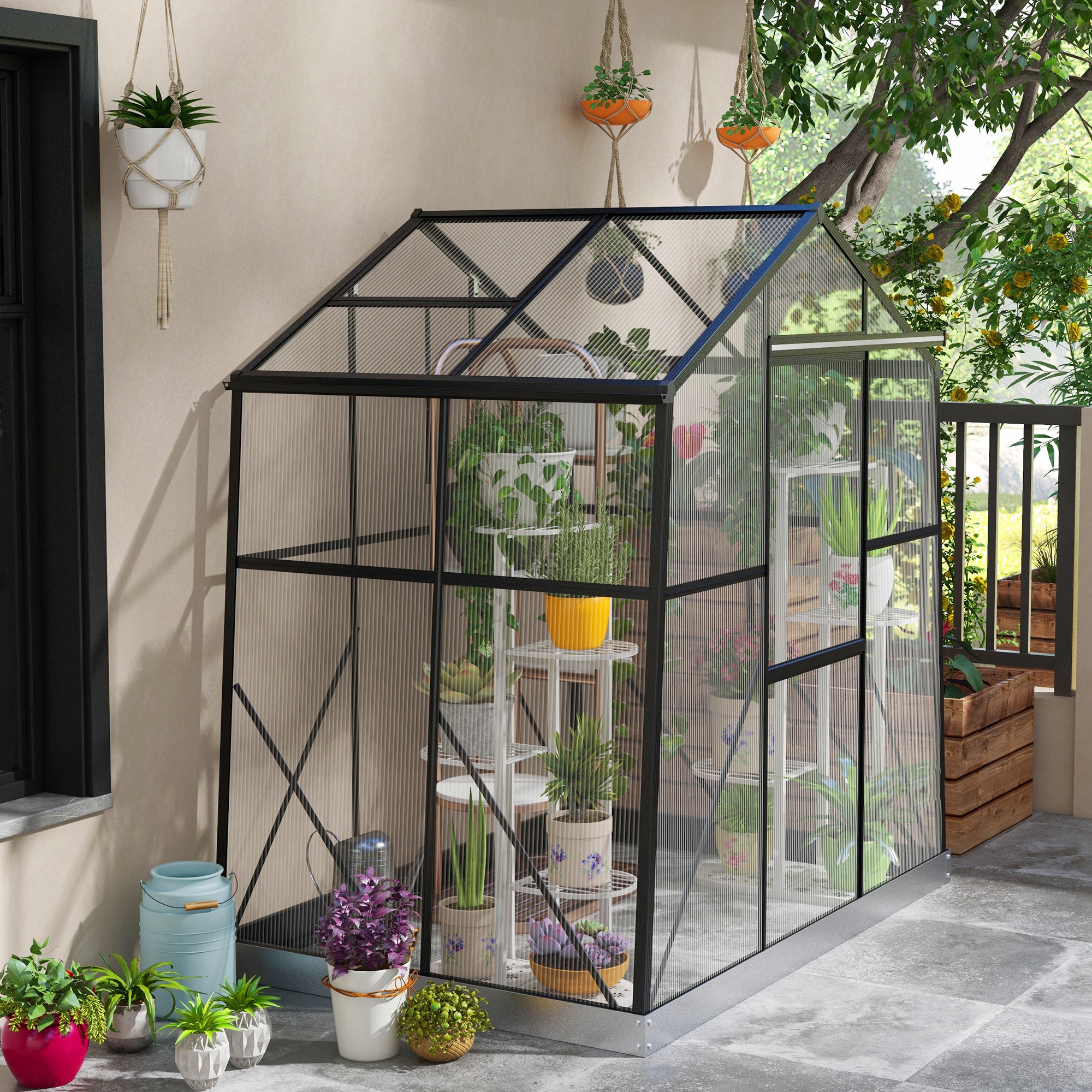 Kas Kweekhuis Kweekbed, weerbestendig, 192 x 131 x 203 cm, Zwart