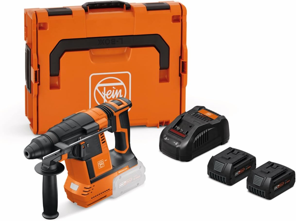 FEIN Akku-Bohrhammer ABH 18-26 AS Set 5Ah, Mit SDS plus und einer Schlagenergie von 2,6 Joule für das Bohren in Beton bis 26 mm, 2 Akkus 5 Ah und Ladegerät, Motor bürstenlos