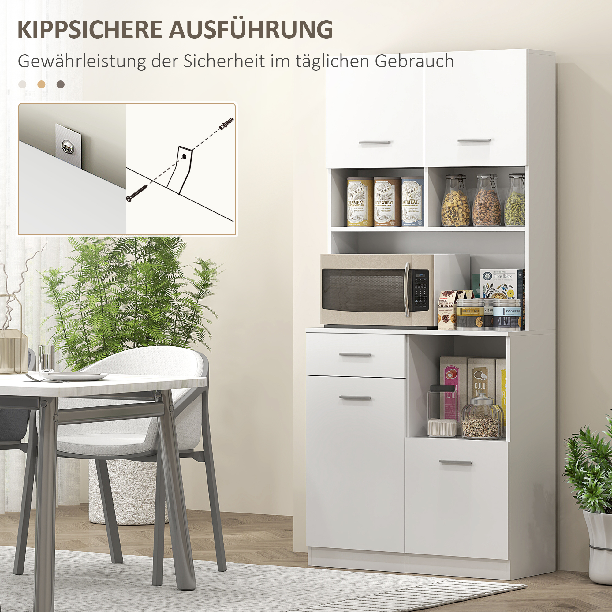 Buffetkast met Lade, Soft-Close Deuren, 80 x 35 x 180 cm - Wit