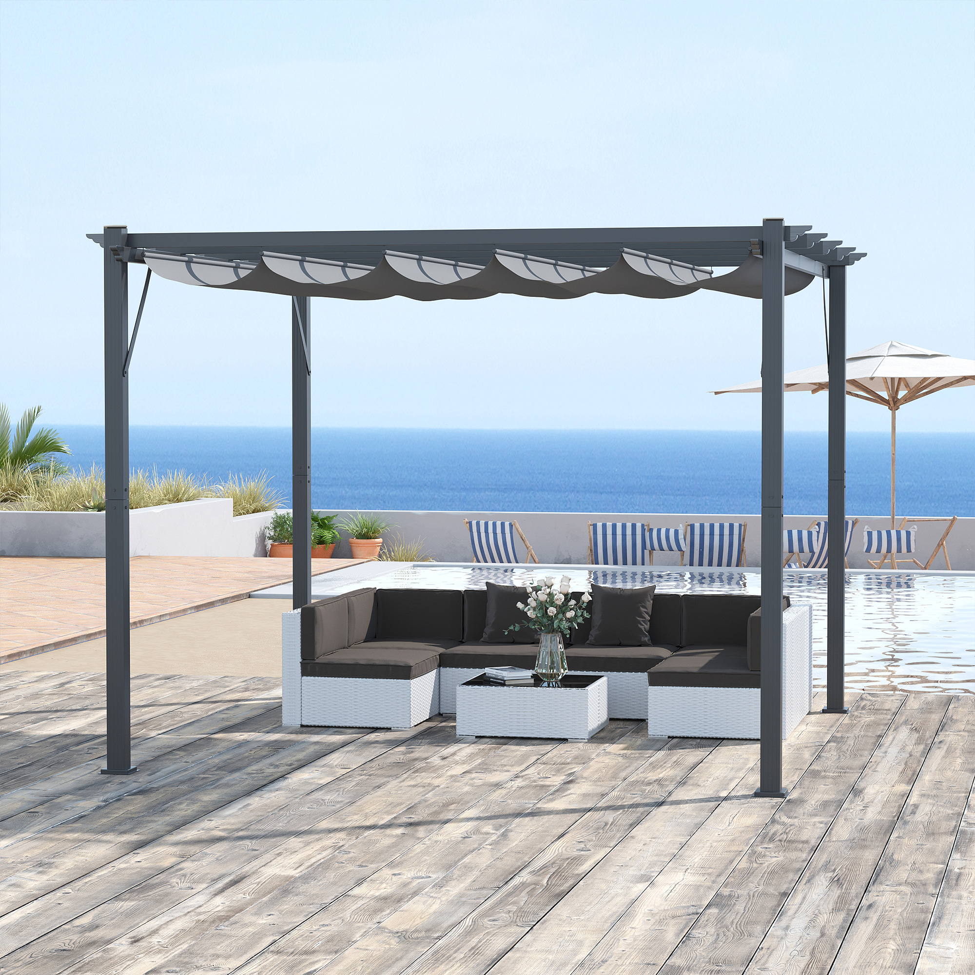 Pergola Aluminium 3x3m voor Tuin, Grijs