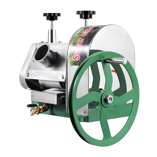 TRY YEAN Manual Sugarcane Juice Machine, Professional Stainless Steel Sugar Cane Juicer, 110LBS Output per Hour with 2 Inch Large Inlet Extractor, Handwheel Sugar Canes Squeezer for Commercial Home: Home & Kitchen