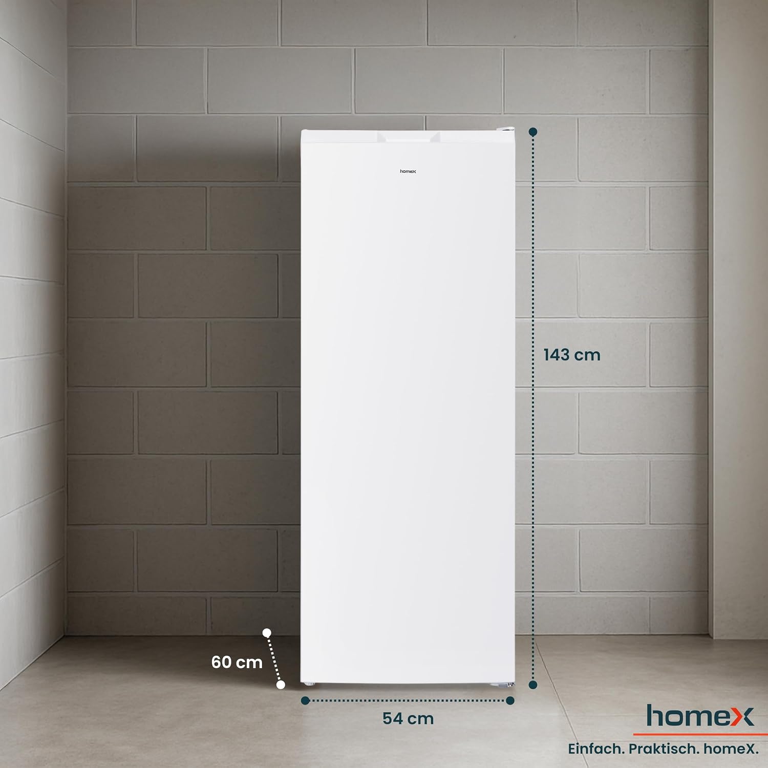 homeX Gefrierschrank NoFrost, Tiefkühlschrank groß - 161L Nutzinhalt, 4-Sterne Gefrieren, Freezer No Frost, Gefrierschränke freistehend, Temperaturregelung, Super-Frost-Funktion, leise 39 dB, weiß