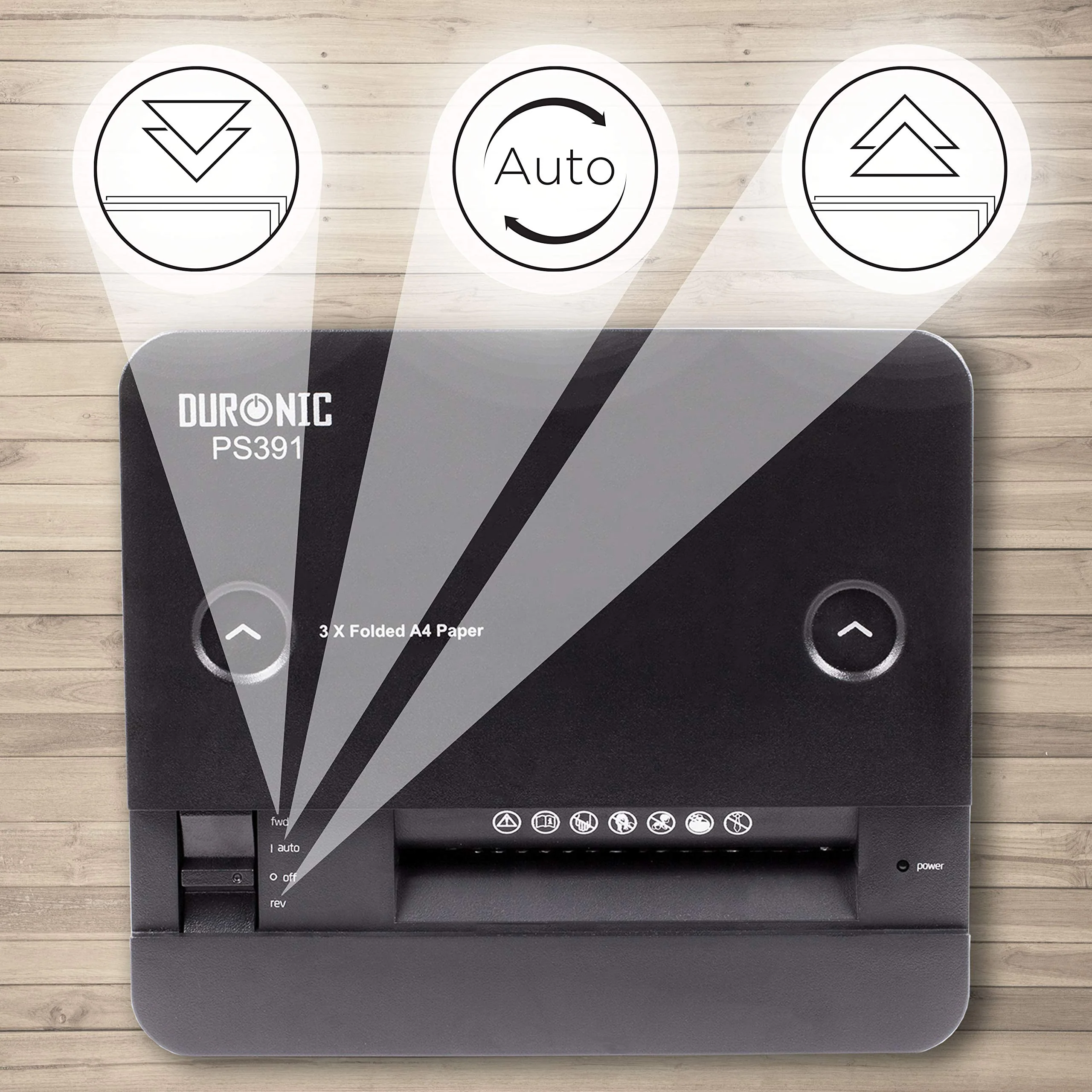 Duronic Micro Cut Papiervernietiger PS391, versnipperd 3 vellen, krachtige mini-papierversnipperaar, kleine elektrische papierversnipperaar voor thuiswerken, versnipperd papier, creditcards, enveloppen, documenten �C zwart, P4
