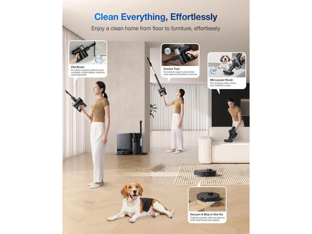 ECOVACS Robotics - T30S COMBO COMPLETE Robotstofzuiger en dweil plus draadloze handstofzuiger
