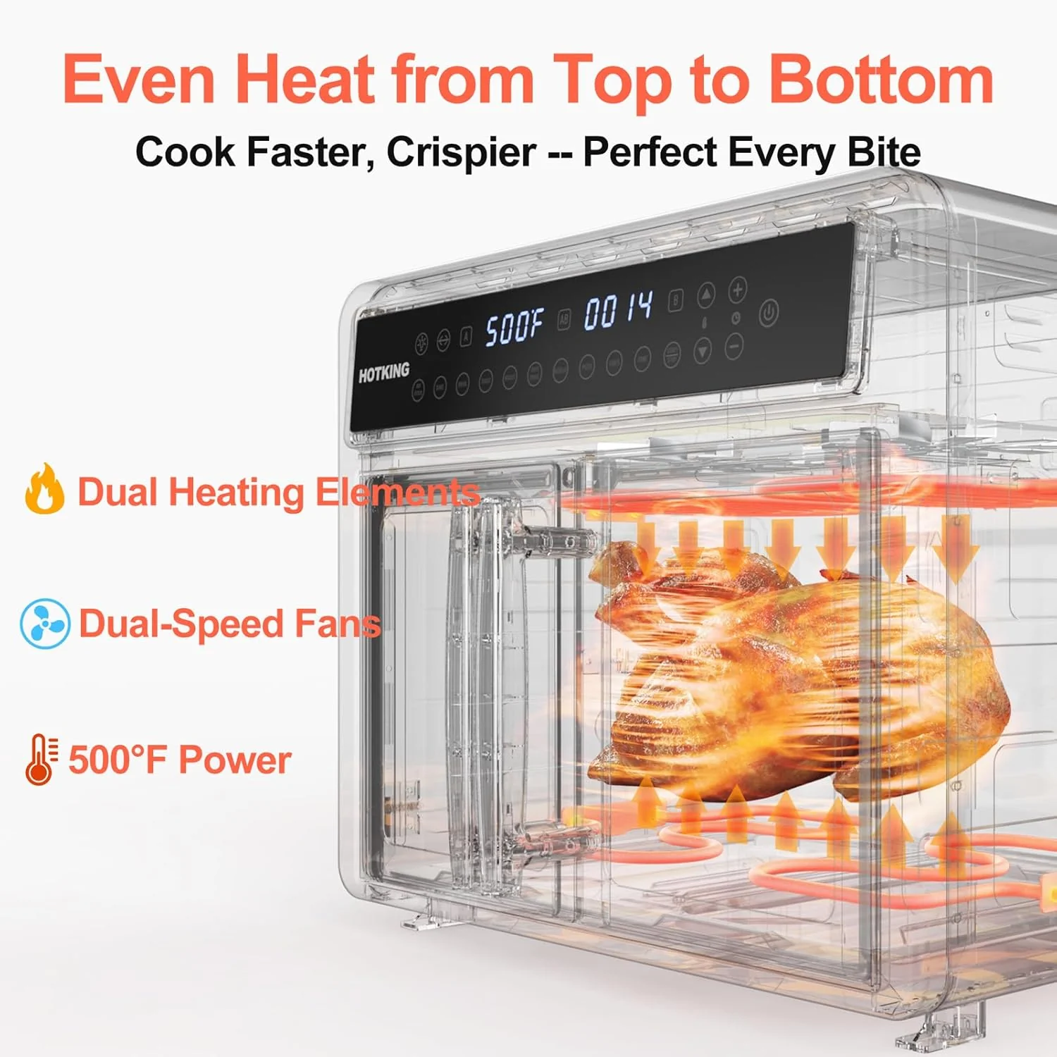 HotKing Dual-Zone Air Fryer Toaster Oven Combo, 28 QT Extra Large, Non Toxic Stainless Steel