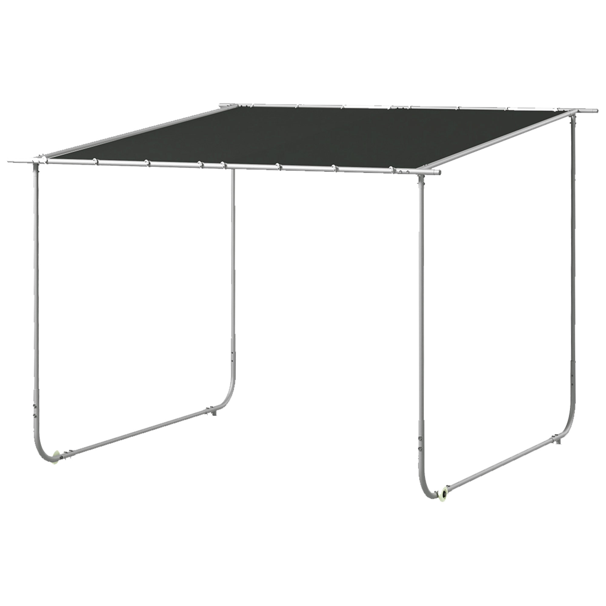 Outsunny Mobiele Paviljoen met Wielen, Inclusief Zandzakken, Metalen Frame, 3x3m, Grijs