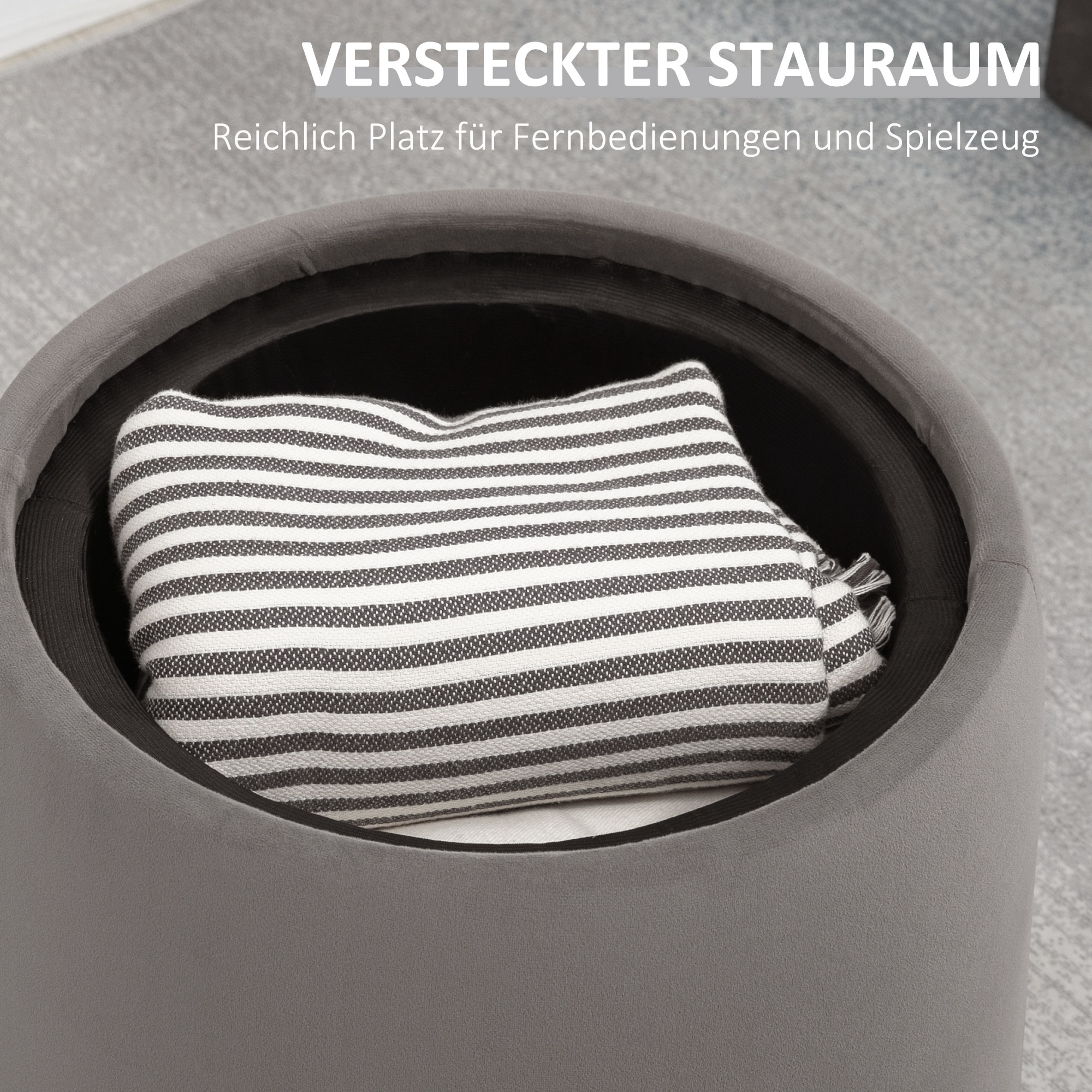 2-in-1 Poef in fluweelachtige stof met opbergruimte en afneembare deksel ��44 cm x 47,5 cm Beige