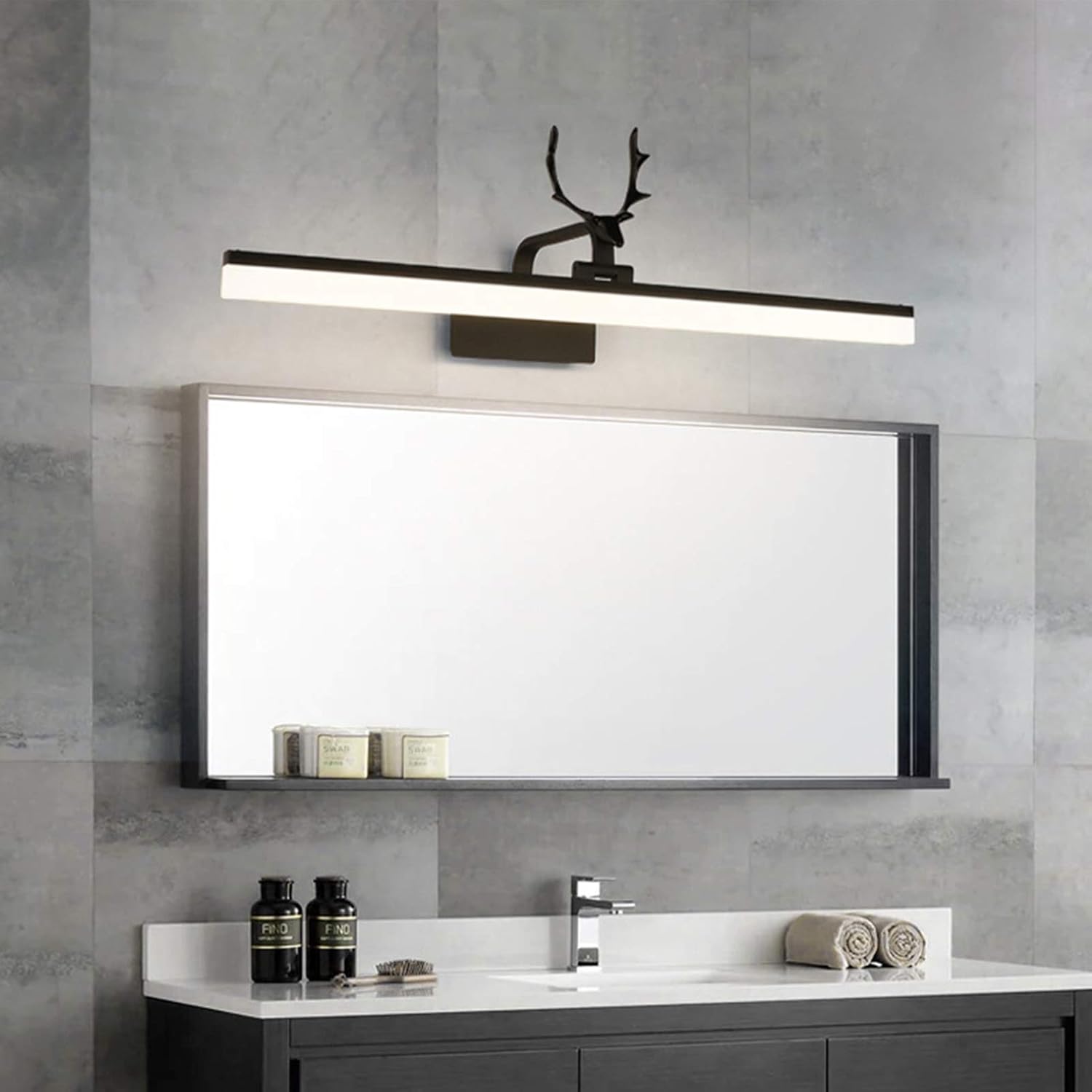 Generisch Geweih-Wandleuchte, Drehbare Spiegelleuchte, Retro-led-badezimmerleuchte, Ip44 wasserdichte Spiegelleuchte, 70 cm Wandleuchte Mit Warmweißem Licht (Warm Light 50cm12W)
