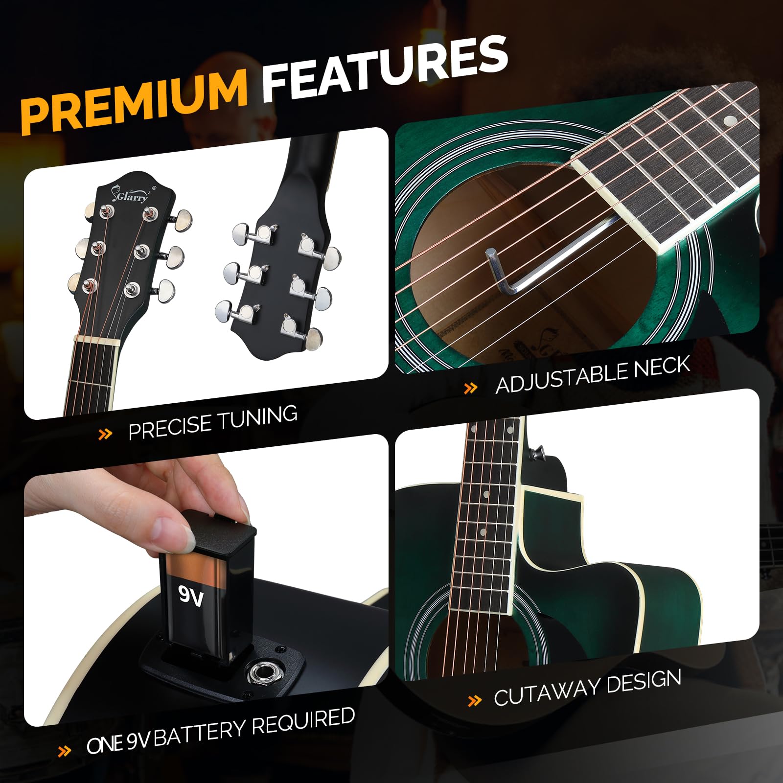 GLARRY Acoustic Electric Beginner Distressed