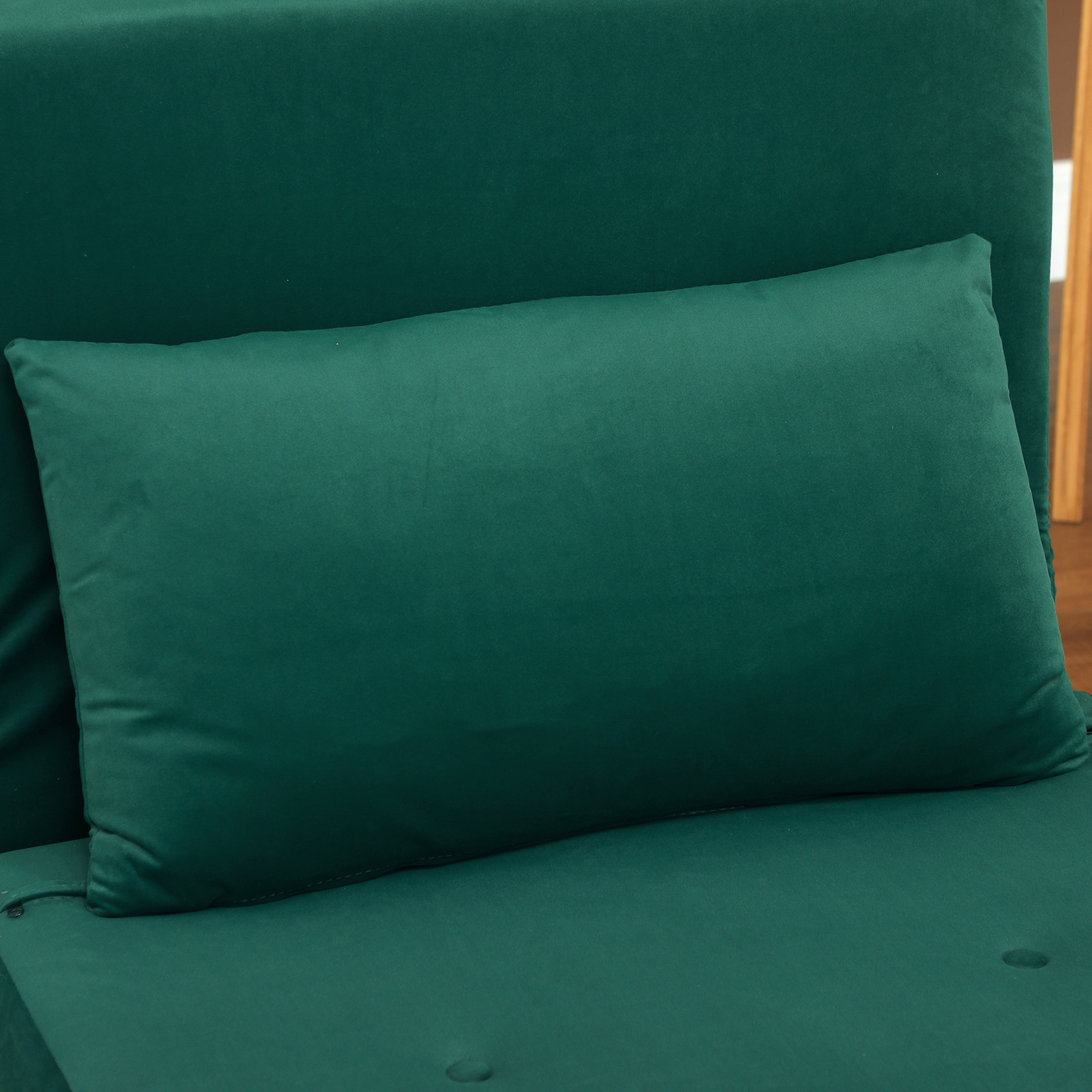 Opklapbare Stoel met Bedfunctie, Opvouwbare Relaxstoel in Fluweel Look, Verstelbare Rugleuning, tot 120 kg Belastbaar, Donkergroen