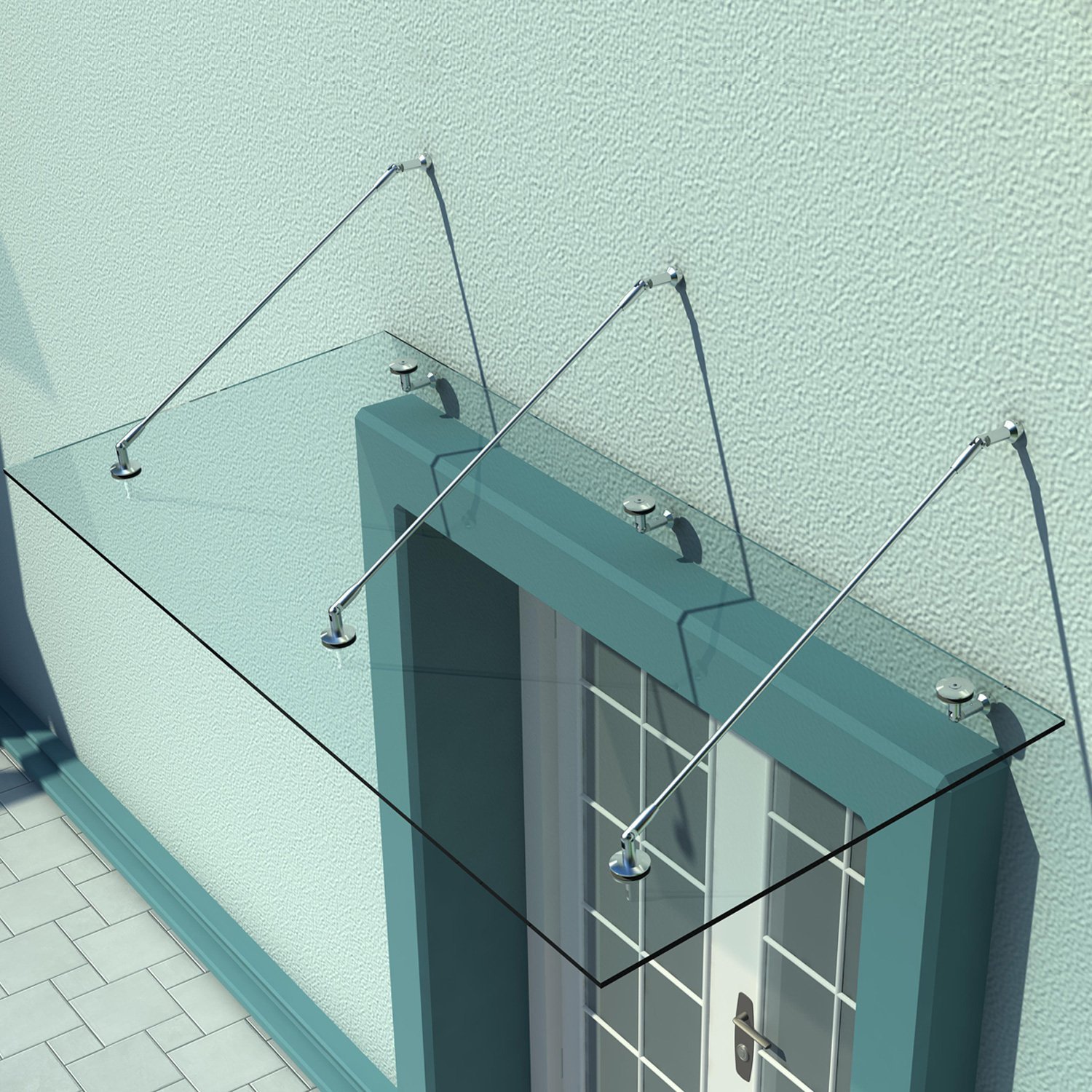 ? luifel glazen luifel deur luifel veiligheidsglas roestvrij staal helder glas gelaagd veiligheidsglas VSG 304 200x90cm
