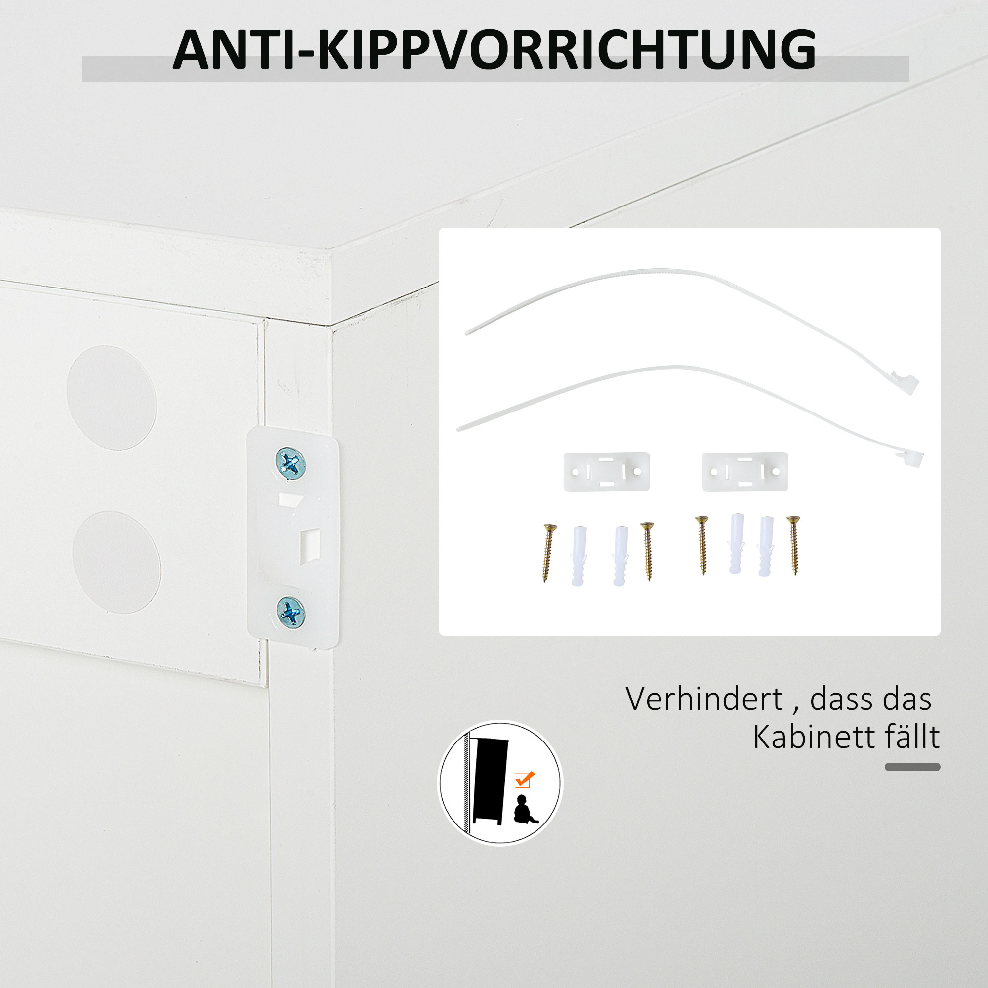 Witte Dressoir Kast, 2 Laden, Push-Click, 117 cm x 36 cm x 74 cm