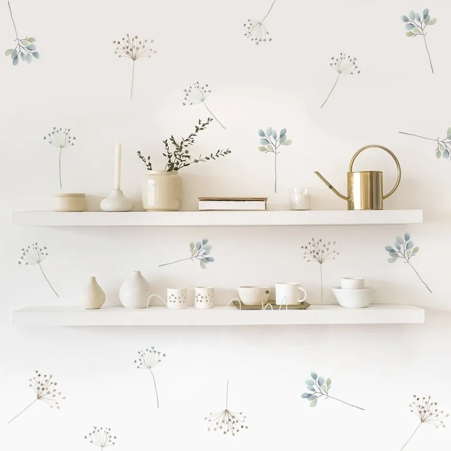 Watercolor Floral Plants Wall Decals for Baby Nursery
