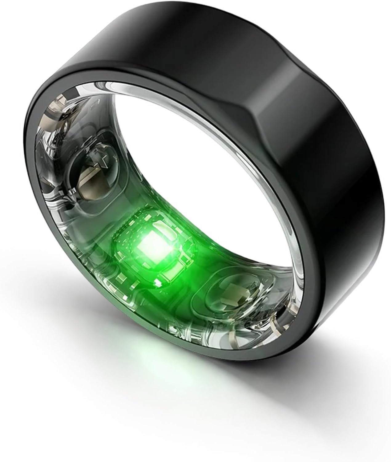 Smart Titanium Ring (Schwarz Größe 12) - Fitness & Schlaf-Tracking Ring mit Pulsmesser, Aktivitätstracker, 10-Tage-Akku, Kein Abonnement, Unisex