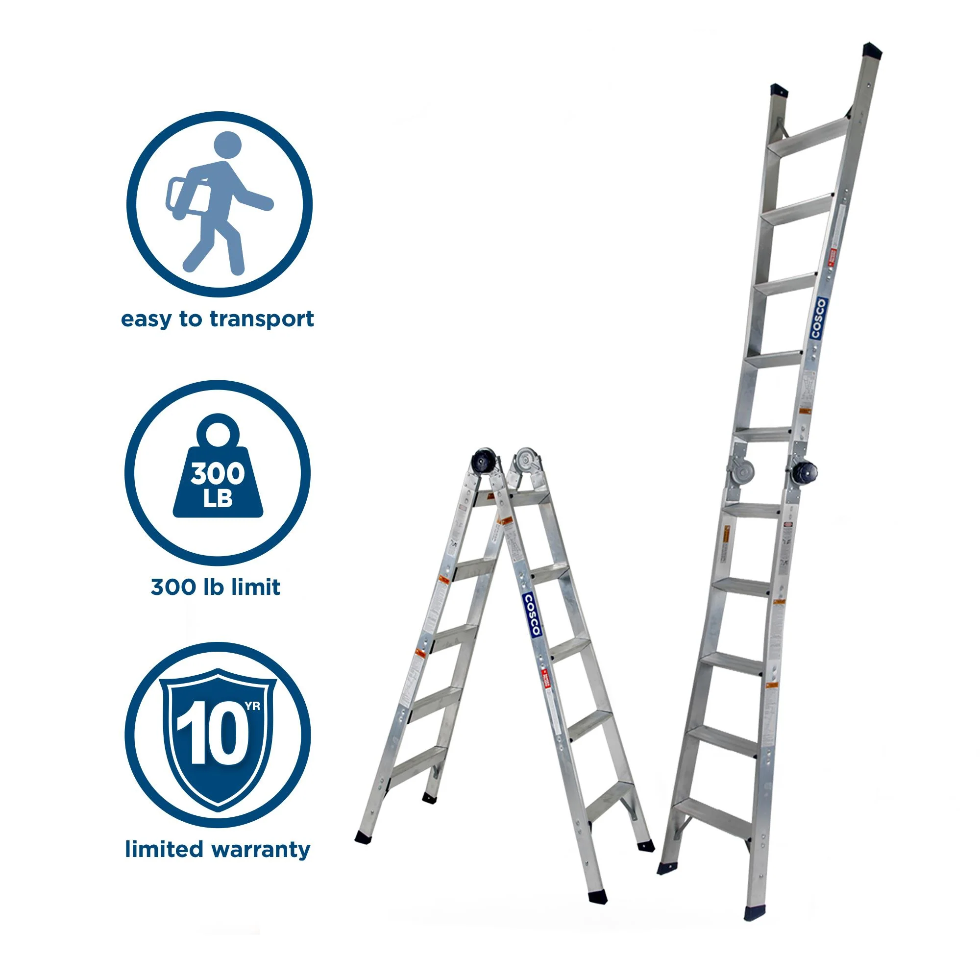 2-in-1 Trap- en Uitklapladder, Bereik 2,64 m