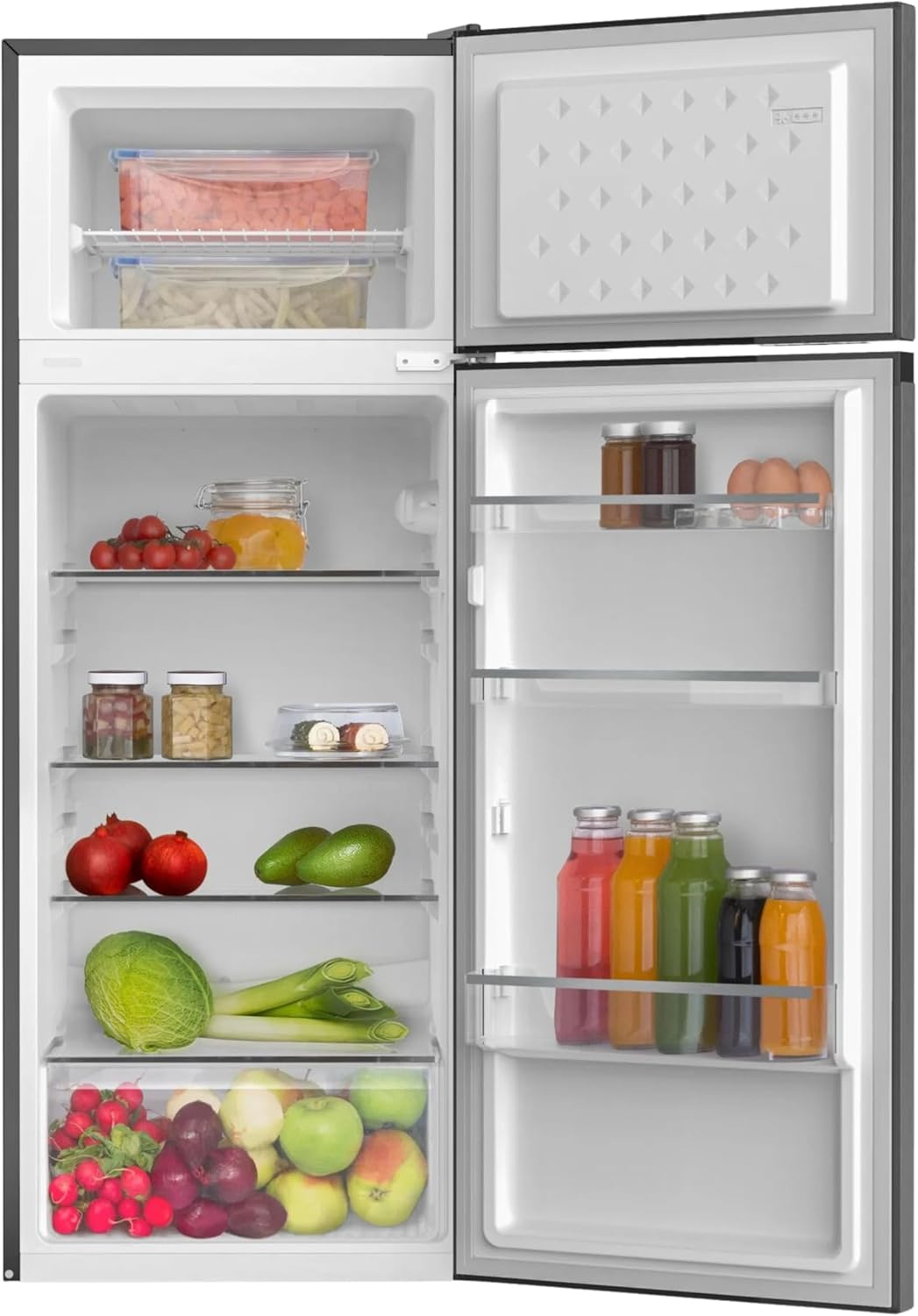 Amica Kühl‑Gefrierkombination freistehend 211 l FrostControl LED Beleuchtung 142,8 x 54 x 55,1 cm – Kühl Gefrierkombination Silber