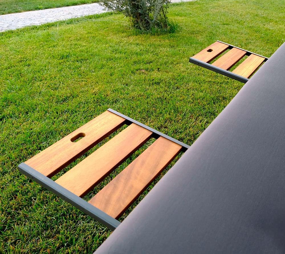 WESTMANN Hollywoodschaukel Luna 2600 | 260x139x195 cm Grau | Holzschaukel für bis zu 4 Personen inklusive Sonnenschutz