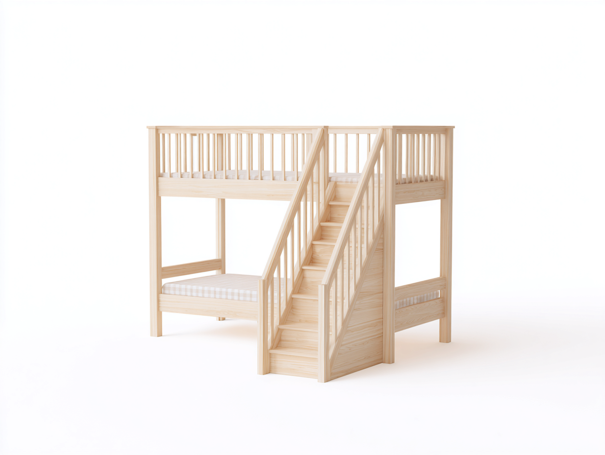 Etagenbetten-Massivholz-238 x 118 x 185 cm-Natur-Skandinavischer Stil