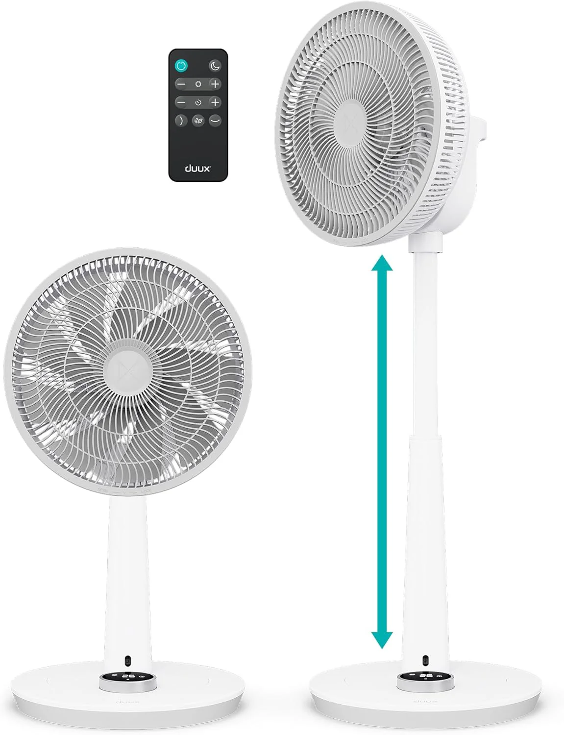 Duux Whisper 2 Statiefventilator Stil - Zuinige DC-motor met 26 snelheden - Ventilator in hoogte verstelbaar (73-95cm) - Horizontale + Verticale oscillatie - Wit