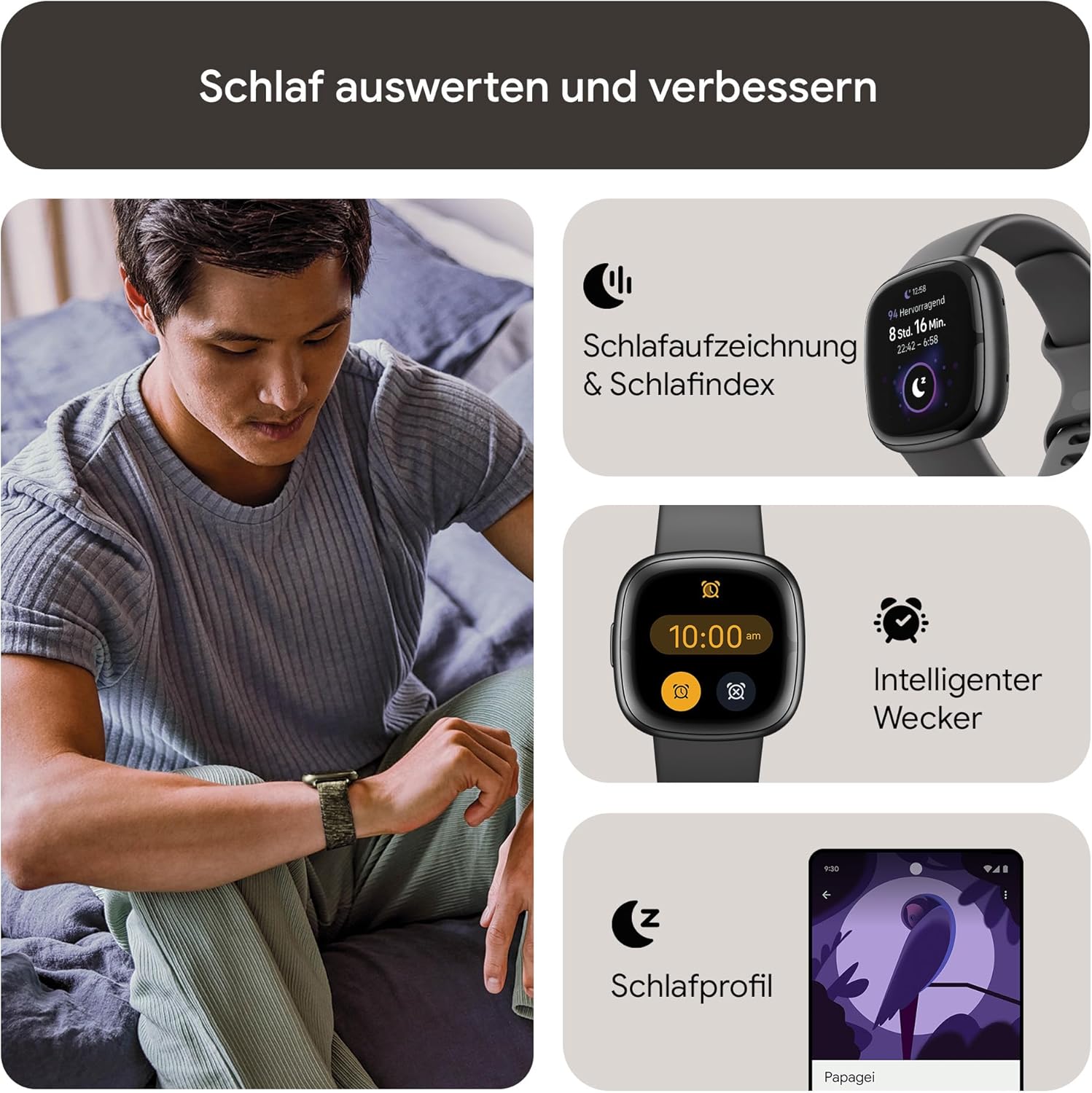 Google Fitbit Sense 2 – Smartwatch Damen / Herren – Fitnessuhr mit integriertem GPS und Telefonfunktion – Fitness-Tracking mit Stressmanagement, EKG und Schlafanalyse – kompatibel mit Android/iOS