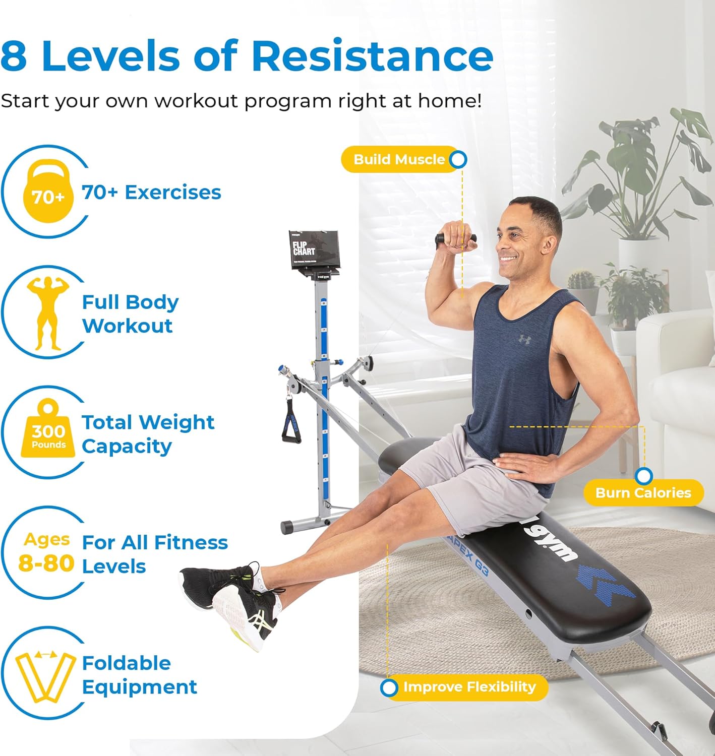 Total Gym APEX Full Body Workout System, Indoor Home Gym