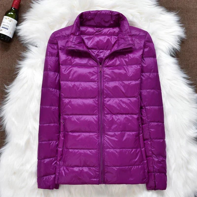 Federleichte Damen-Daunenjacke mit Kapuze - Faltbar
