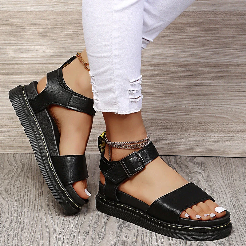 Plateau-Sandalen mit verstellbarem Schnallenriemen f��r Damen