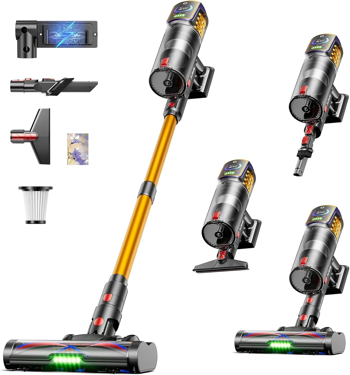 Cordless Vacuum Cleaner.55KPa 650W 65Mins Vacuum Cleaners for Home.Stick Vacuum with LED Display Anti tangle Brush and Self Standing Design.Vacuum Cleaner for Hardwood Floors.Carpet.Pet Hair.Car