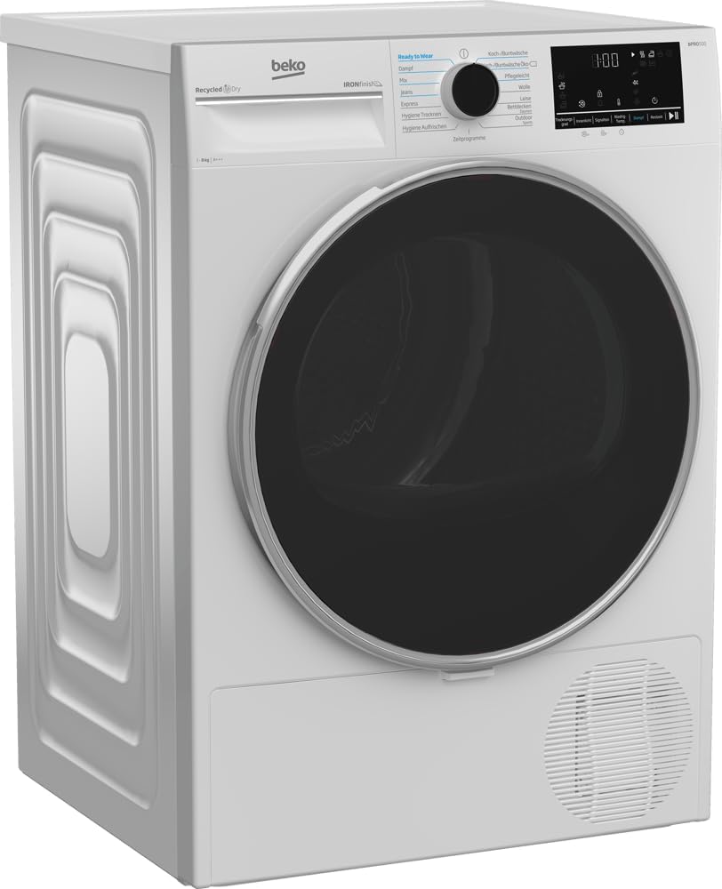 Beko B5T4824IF bPRO 500 Wschetrockner, 8 kg, Frontlader Wrmepumpentrockner, allergikergeeignet, 15 Programme, Dampffunktion, Knitterschutz, Silent-Programm, AquaWave Schontrommel, Wei