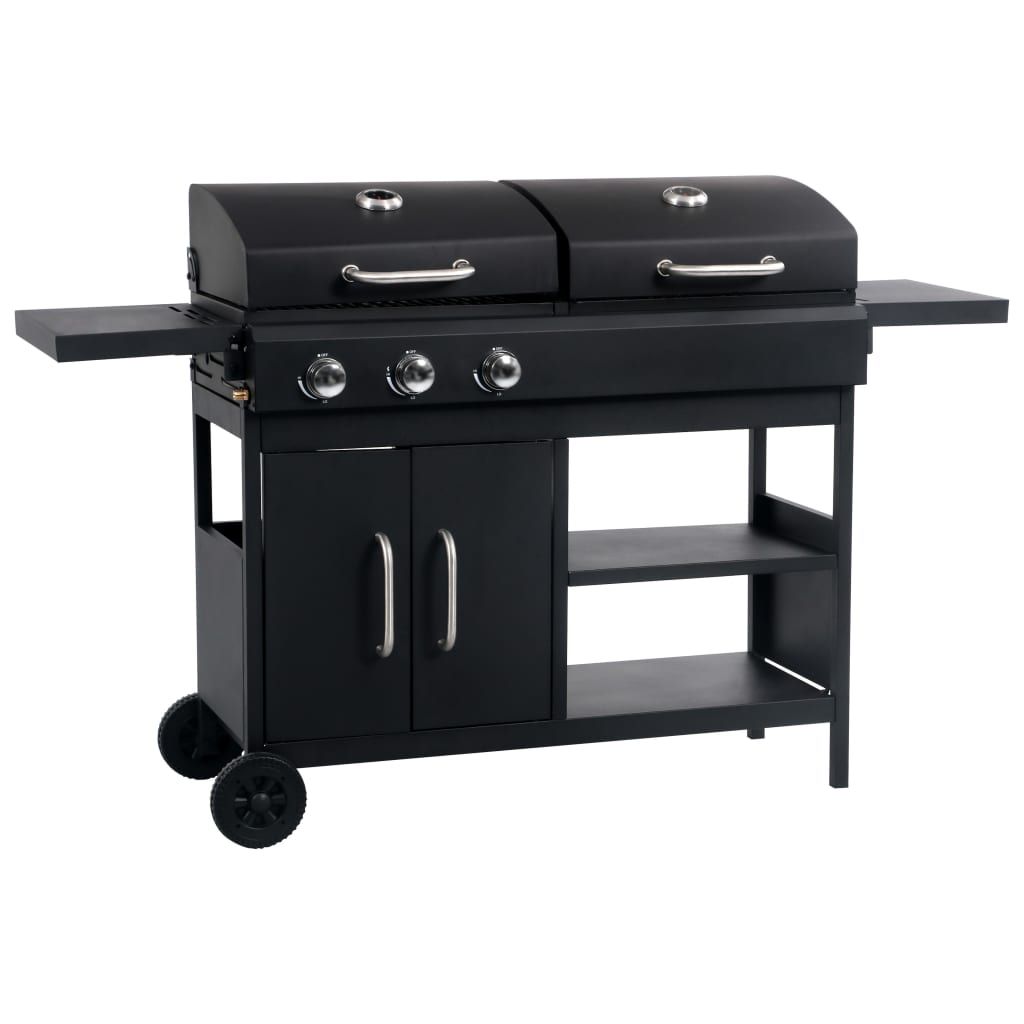 Vidaxl 3-palnikowy grill gazowo-węglowy