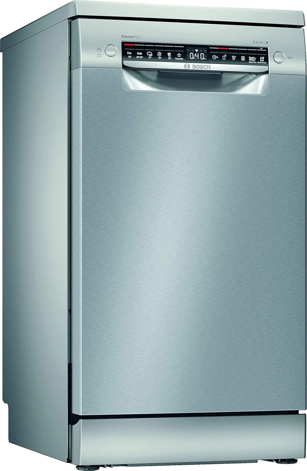 Bosch SPS4HMI61E Serie 4 Vrijstaande vaatwasser / E / 45 cm / RVS / 76 kWh/100 cycli / 10 couverts / SuperSilence / Extra Droog / VarioLade / Home Connect