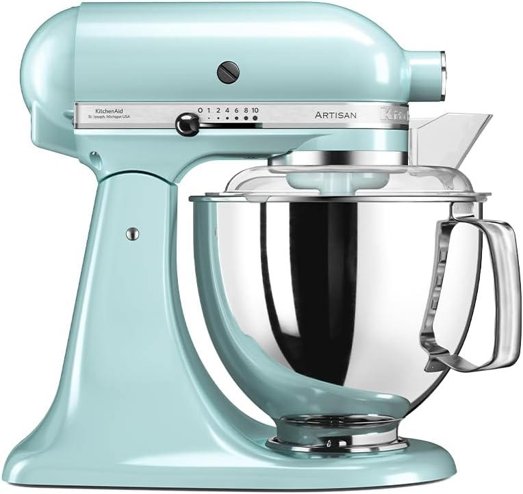 KitchenAid Küchenmaschine I Artisan I Kippbarem Food Processor I Teigknetmaschine mit 5 Zubehör | 2 Schüsseln aus Edelstahl | 4.8 L | Schwarz